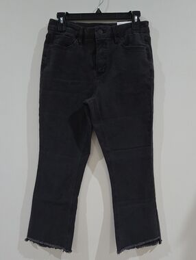 Royalty For Women's Bootcut Black Denim Jeans High Rise Tummy Control Raw Hem 8